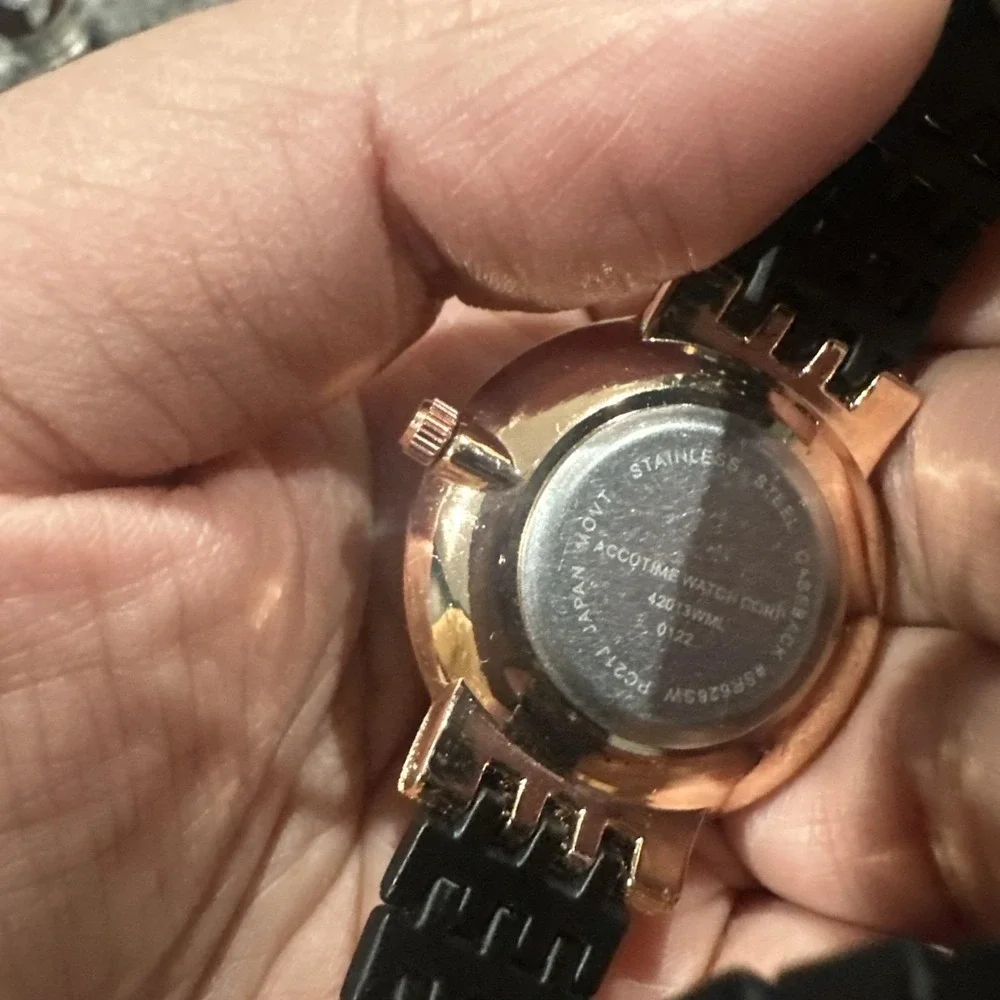 Working Luxury Style Watch Black/Gold Metal Band‎ Wrist Round Unisex 35mm 7in